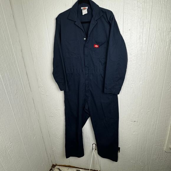 Dickies Navy Blue Coveralls Size 38-40 Mechanic Unlined American Workwear Zip Up - Picture 12 of 13